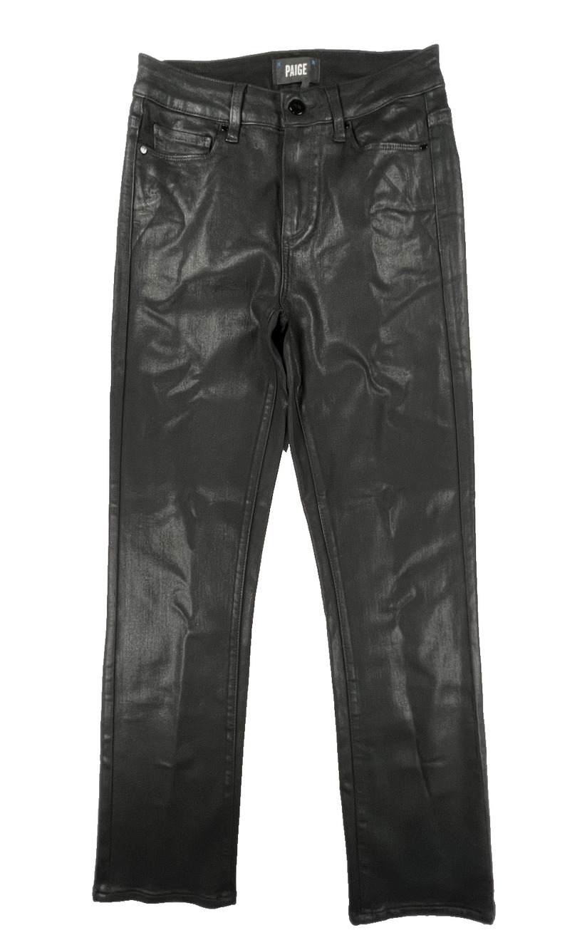 Paige Black Fog Luxe Coated Cindy Straight Leg Jeans (Size 26) - MSRP $239